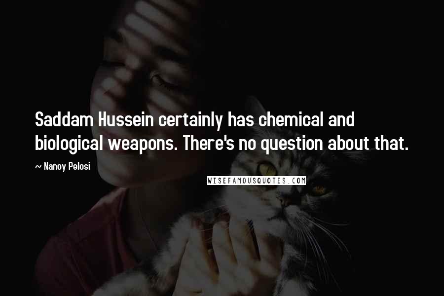 Nancy Pelosi Quotes: Saddam Hussein certainly has chemical and biological weapons. There's no question about that.