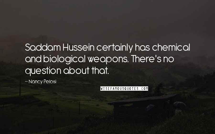 Nancy Pelosi Quotes: Saddam Hussein certainly has chemical and biological weapons. There's no question about that.