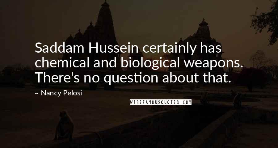 Nancy Pelosi Quotes: Saddam Hussein certainly has chemical and biological weapons. There's no question about that.