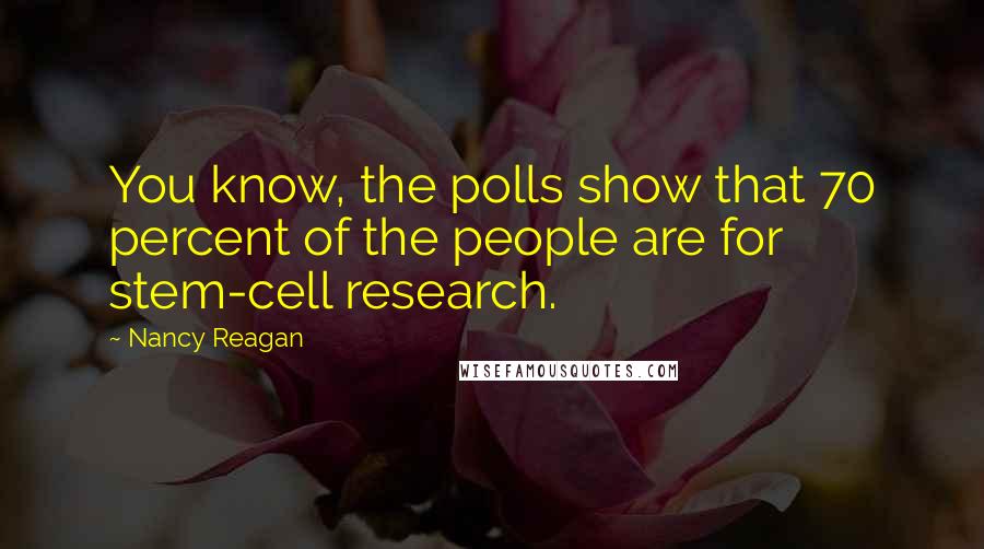 Nancy Reagan Quotes: You know, the polls show that 70 percent of the people are for stem-cell research.