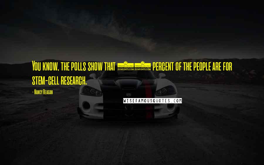 Nancy Reagan Quotes: You know, the polls show that 70 percent of the people are for stem-cell research.