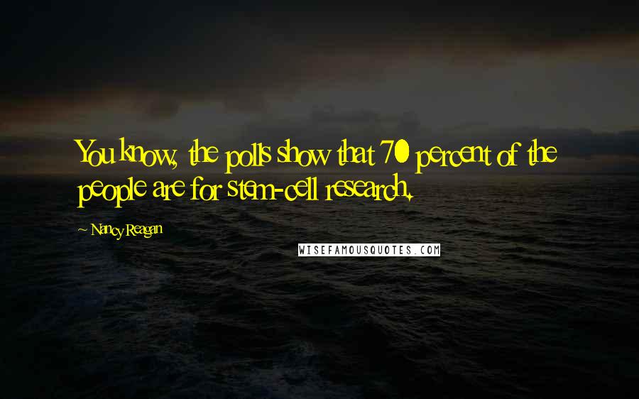 Nancy Reagan Quotes: You know, the polls show that 70 percent of the people are for stem-cell research.