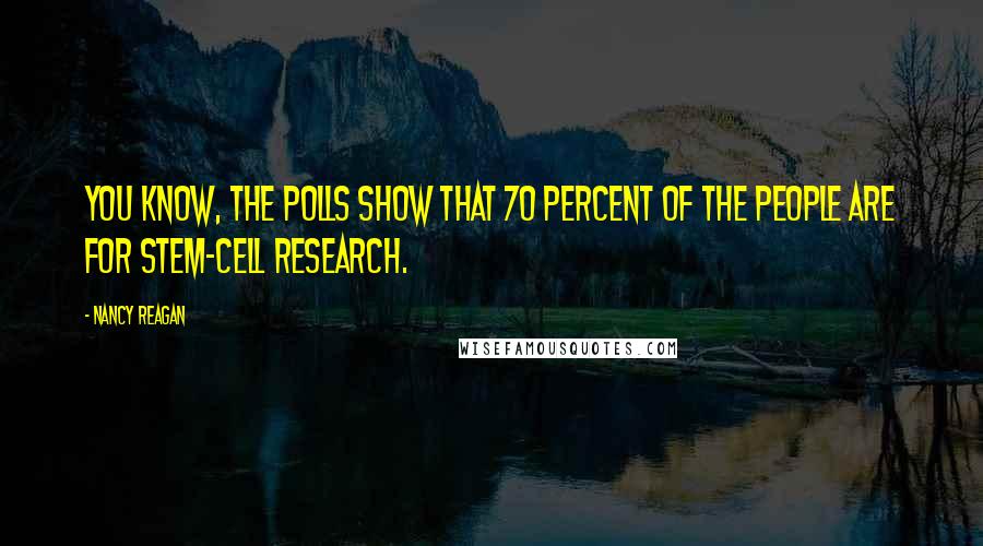 Nancy Reagan Quotes: You know, the polls show that 70 percent of the people are for stem-cell research.