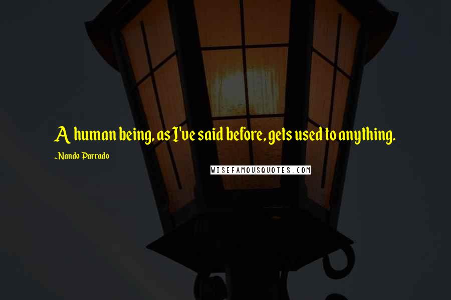 Nando Parrado Quotes: A human being, as I've said before, gets used to anything.
