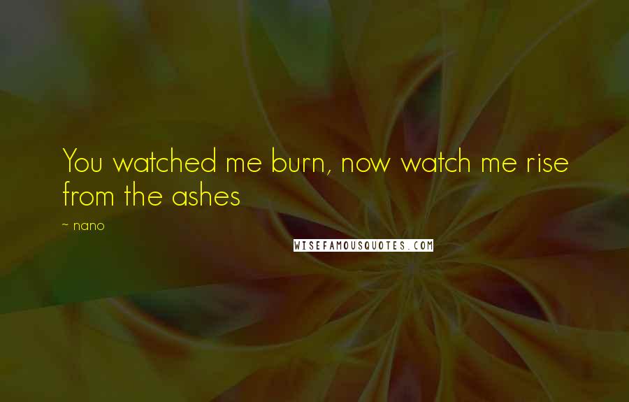 Nano Quotes: You watched me burn, now watch me rise from the ashes