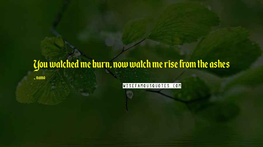 Nano Quotes: You watched me burn, now watch me rise from the ashes