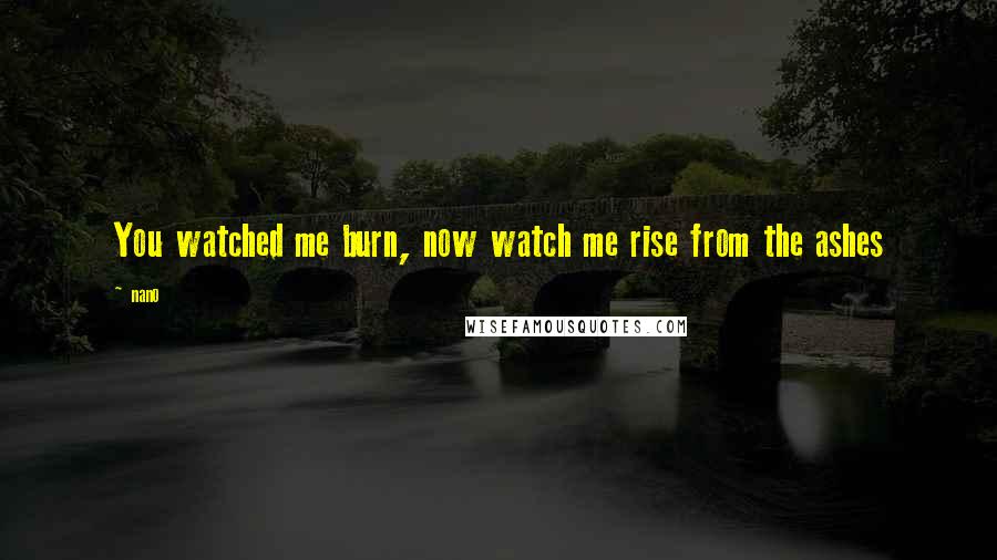 Nano Quotes: You watched me burn, now watch me rise from the ashes