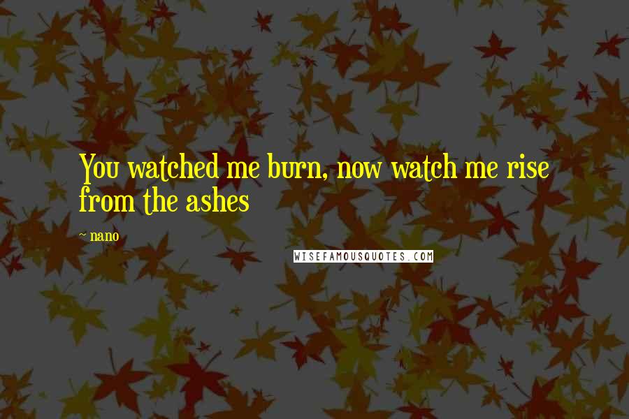 Nano Quotes: You watched me burn, now watch me rise from the ashes