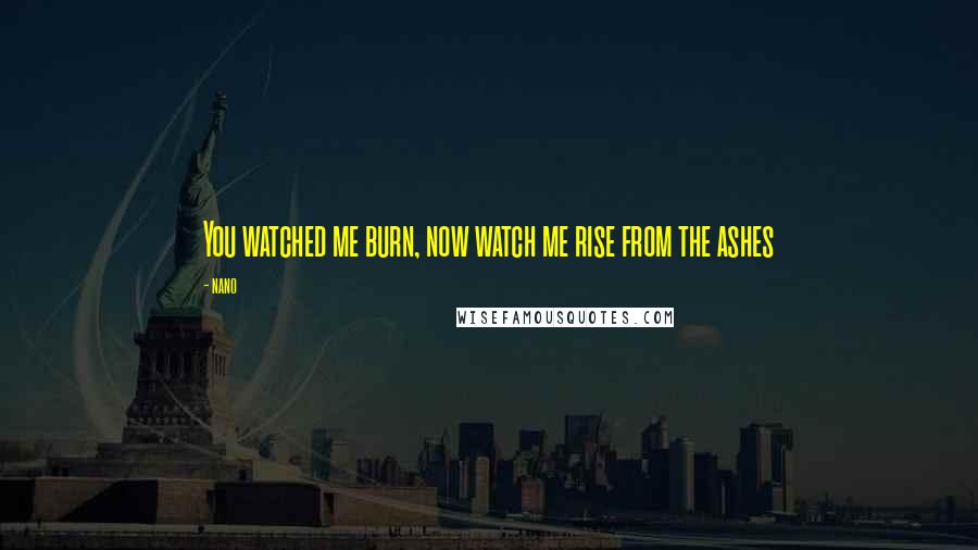 Nano Quotes: You watched me burn, now watch me rise from the ashes