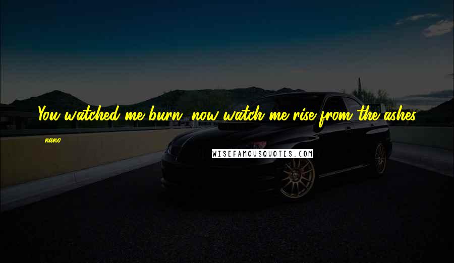 Nano Quotes: You watched me burn, now watch me rise from the ashes