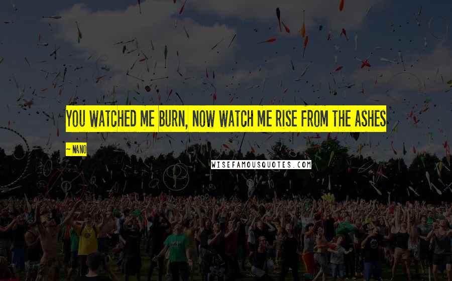 Nano Quotes: You watched me burn, now watch me rise from the ashes