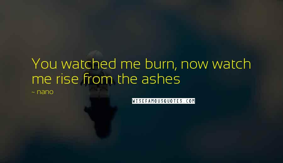 Nano Quotes: You watched me burn, now watch me rise from the ashes
