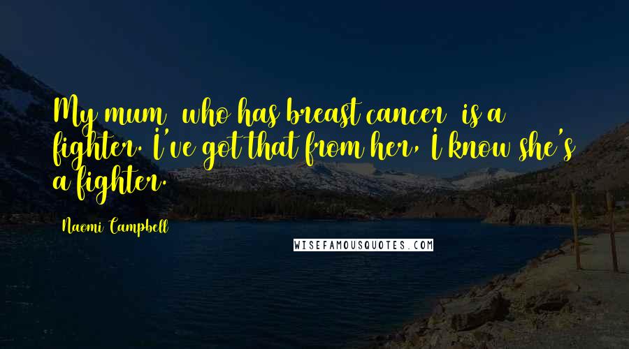 Naomi Campbell Quotes: My mum [who has breast cancer] is a fighter. I've got that from her, I know she's a fighter.