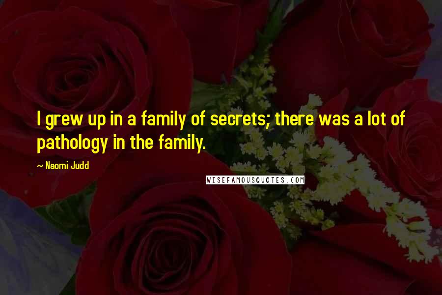Naomi Judd Quotes: I grew up in a family of secrets; there was a lot of pathology in the family.
