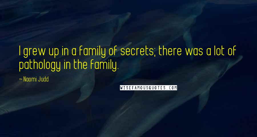 Naomi Judd Quotes: I grew up in a family of secrets; there was a lot of pathology in the family.