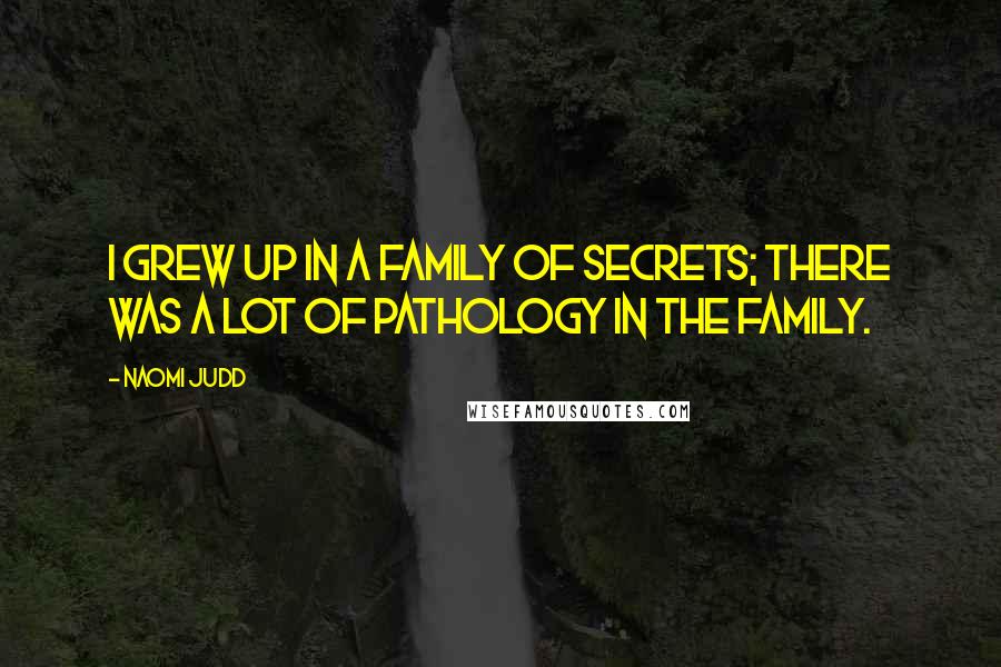 Naomi Judd Quotes: I grew up in a family of secrets; there was a lot of pathology in the family.