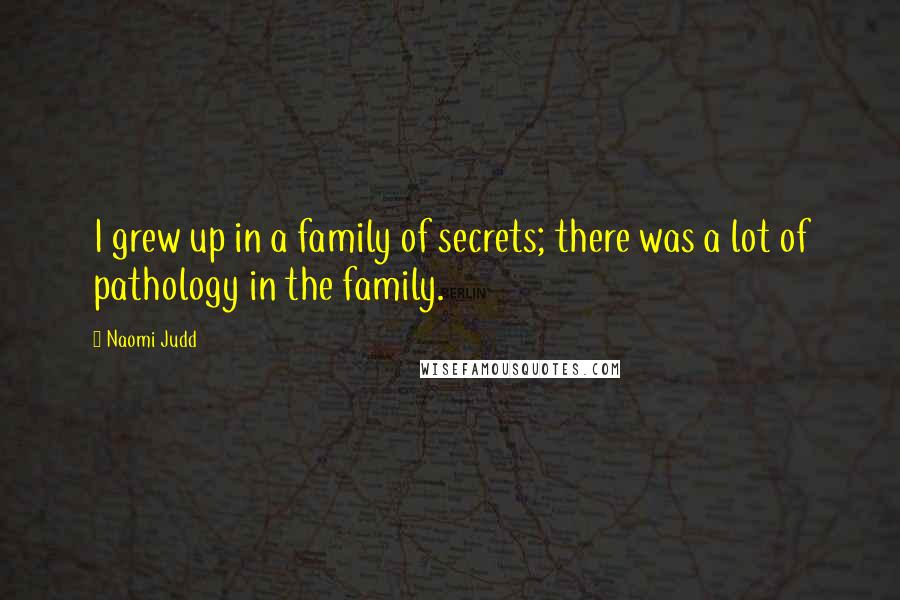 Naomi Judd Quotes: I grew up in a family of secrets; there was a lot of pathology in the family.