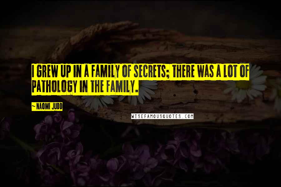 Naomi Judd Quotes: I grew up in a family of secrets; there was a lot of pathology in the family.