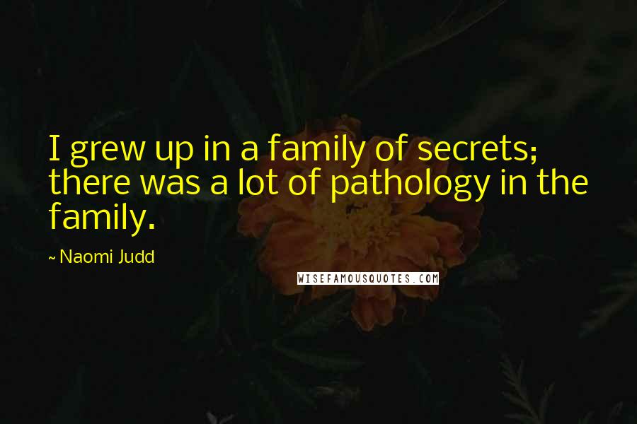 Naomi Judd Quotes: I grew up in a family of secrets; there was a lot of pathology in the family.