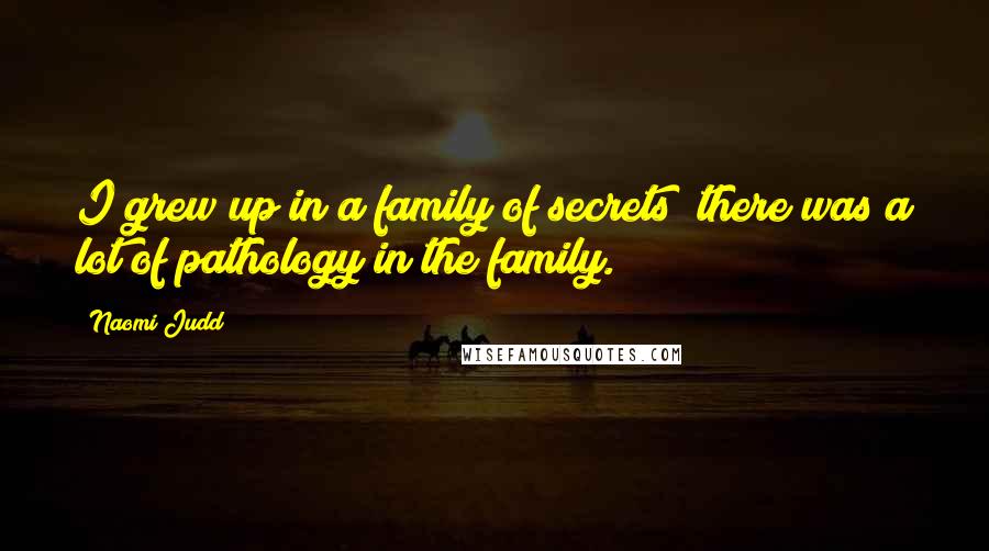 Naomi Judd Quotes: I grew up in a family of secrets; there was a lot of pathology in the family.