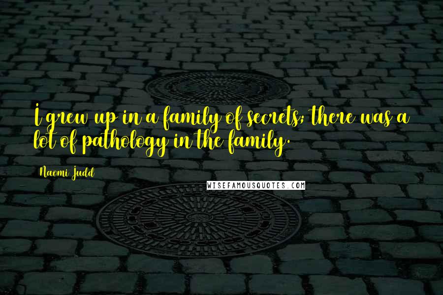 Naomi Judd Quotes: I grew up in a family of secrets; there was a lot of pathology in the family.