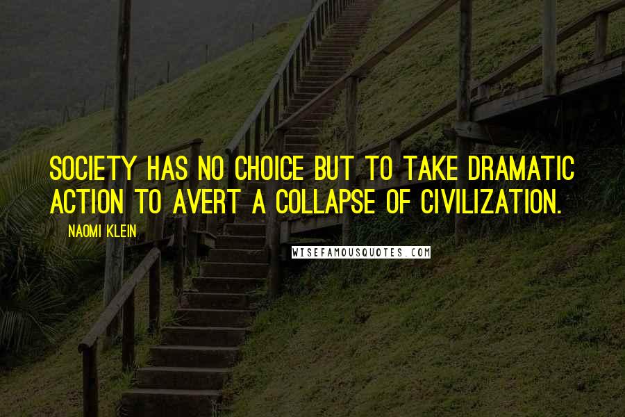 Naomi Klein Quotes: society has no choice but to take dramatic action to avert a collapse of civilization.