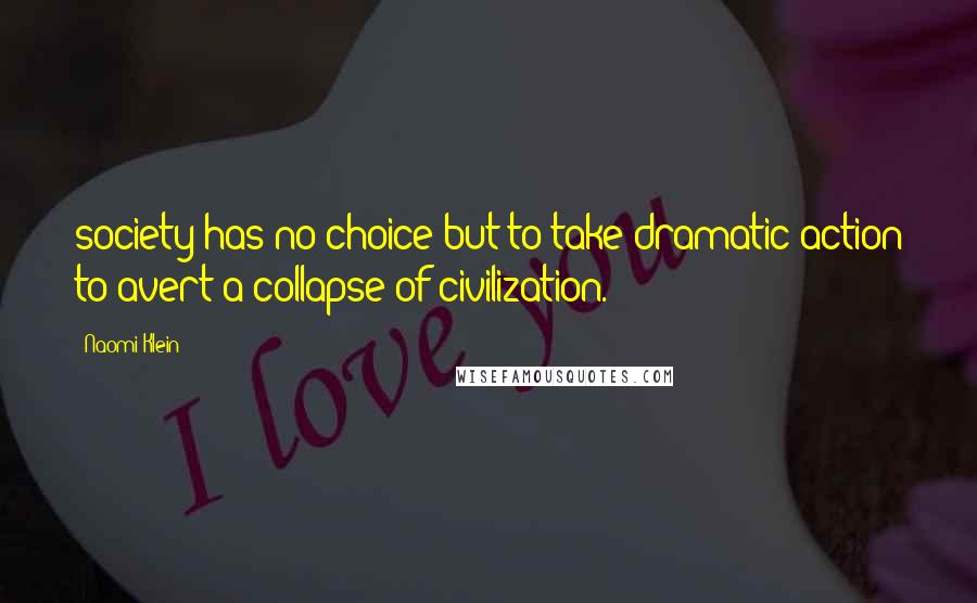 Naomi Klein Quotes: society has no choice but to take dramatic action to avert a collapse of civilization.