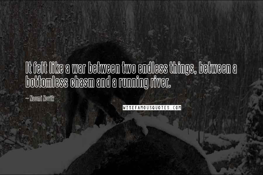 Naomi Novik Quotes: It felt like a war between two endless things, between a bottomless chasm and a running river.