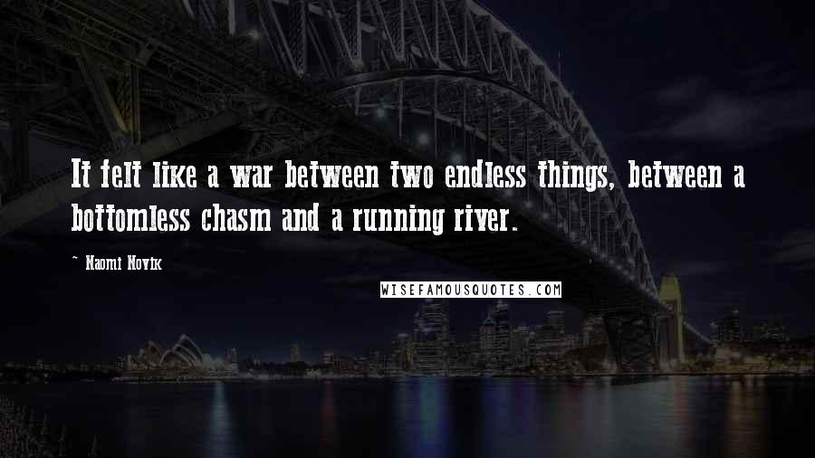 Naomi Novik Quotes: It felt like a war between two endless things, between a bottomless chasm and a running river.