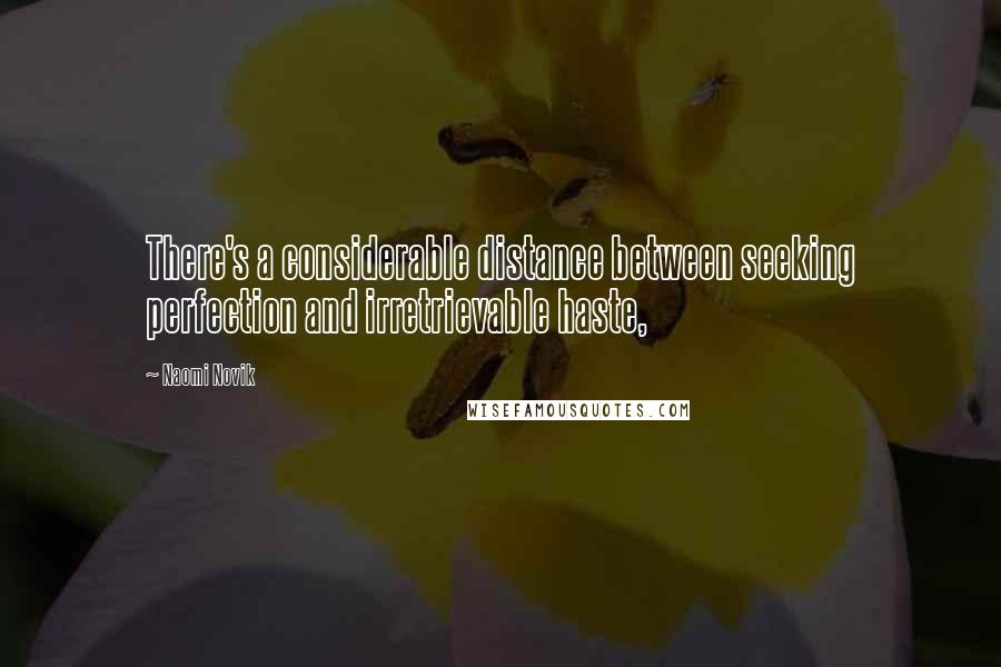 Naomi Novik Quotes: There's a considerable distance between seeking perfection and irretrievable haste,