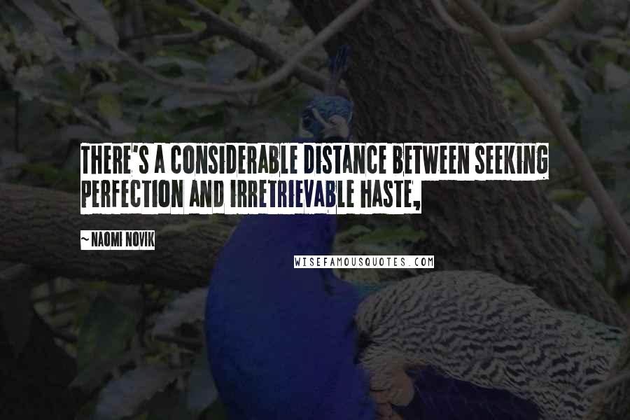 Naomi Novik Quotes: There's a considerable distance between seeking perfection and irretrievable haste,
