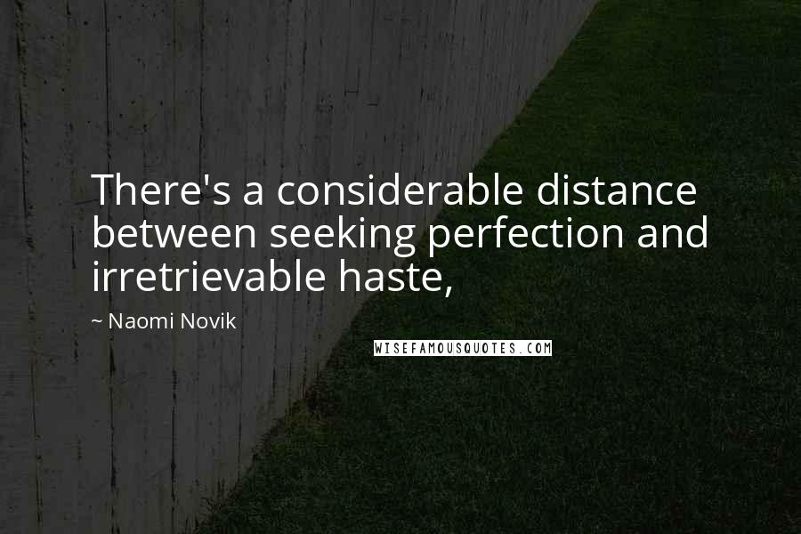Naomi Novik Quotes: There's a considerable distance between seeking perfection and irretrievable haste,