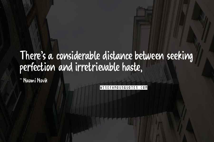 Naomi Novik Quotes: There's a considerable distance between seeking perfection and irretrievable haste,