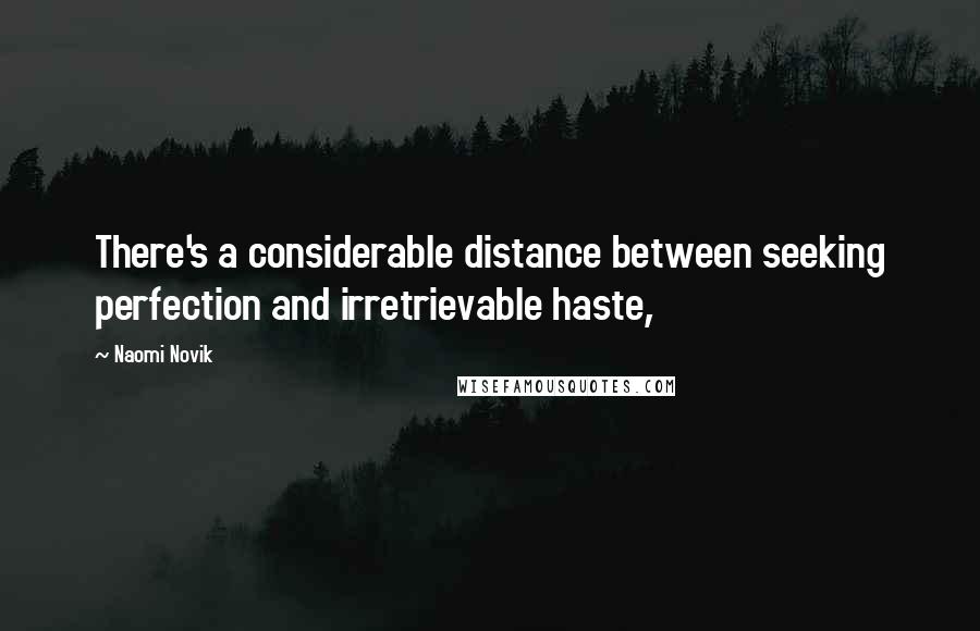 Naomi Novik Quotes: There's a considerable distance between seeking perfection and irretrievable haste,
