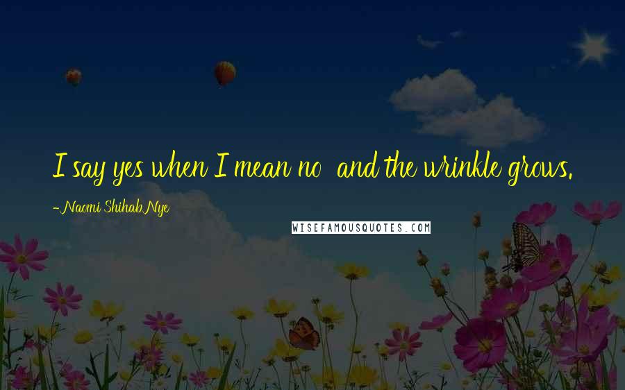 Naomi Shihab Nye Quotes: I say yes when I mean no and the wrinkle grows.