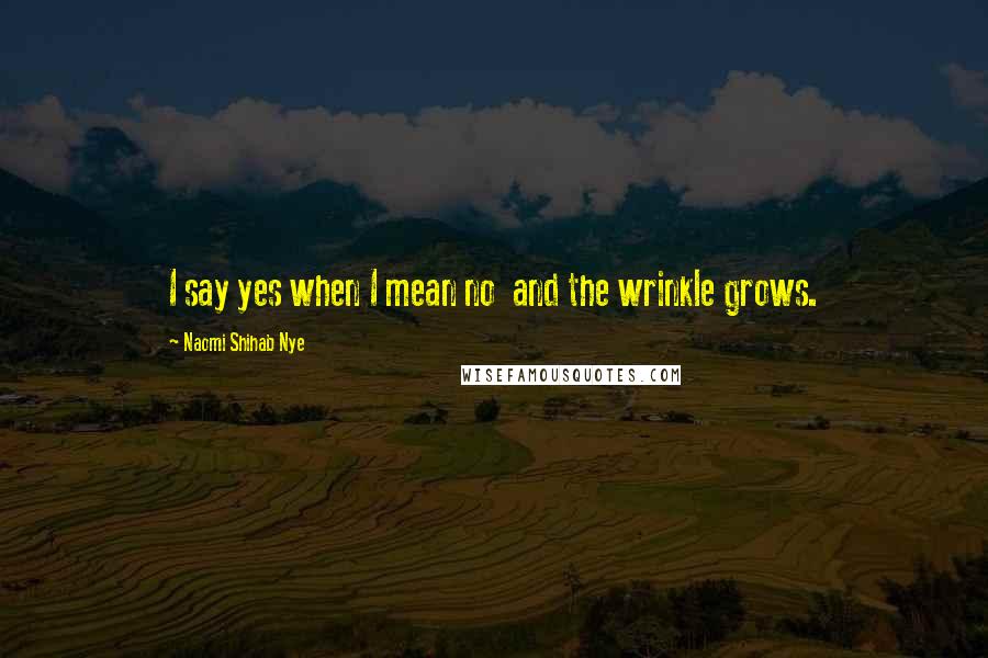 Naomi Shihab Nye Quotes: I say yes when I mean no  and the wrinkle grows.