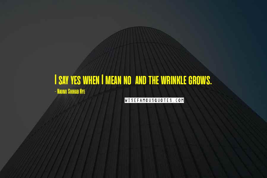 Naomi Shihab Nye Quotes: I say yes when I mean no  and the wrinkle grows.