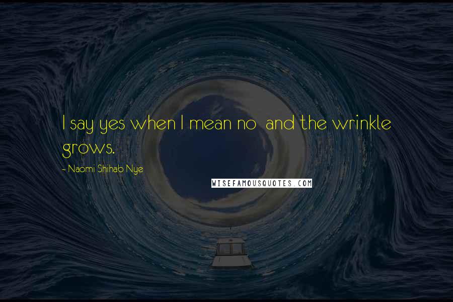 Naomi Shihab Nye Quotes: I say yes when I mean no  and the wrinkle grows.