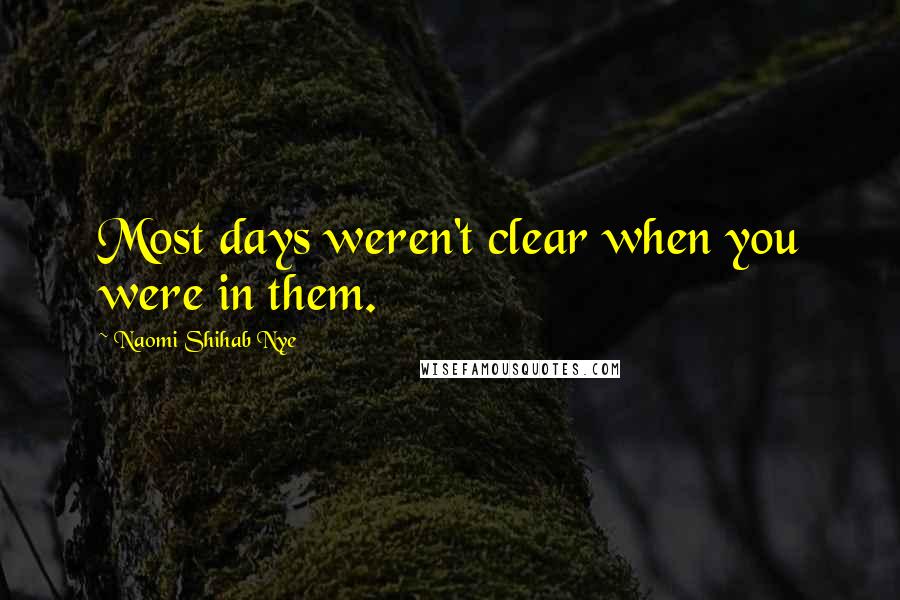 Naomi Shihab Nye Quotes: Most days weren't clear when you were in them.