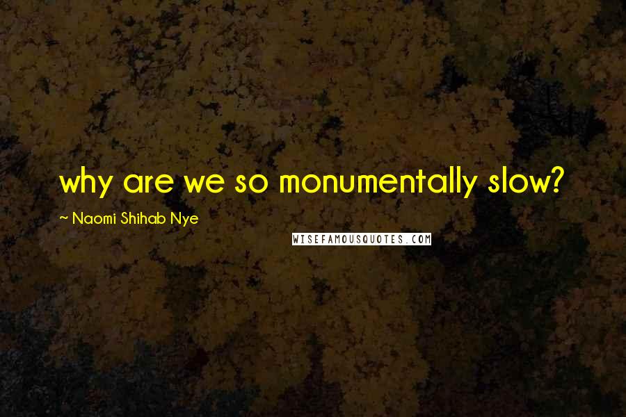 Naomi Shihab Nye Quotes: why are we so monumentally slow?