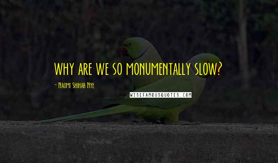 Naomi Shihab Nye Quotes: why are we so monumentally slow?