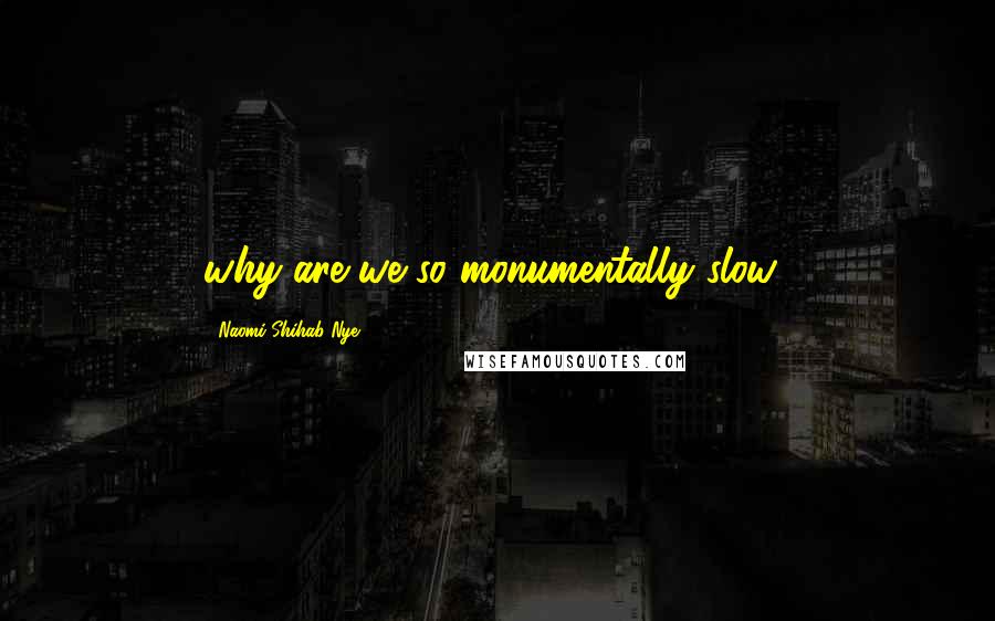 Naomi Shihab Nye Quotes: why are we so monumentally slow?