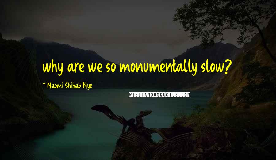 Naomi Shihab Nye Quotes: why are we so monumentally slow?