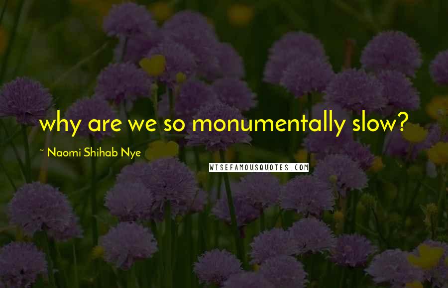 Naomi Shihab Nye Quotes: why are we so monumentally slow?