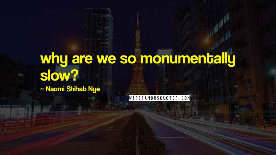 Naomi Shihab Nye Quotes: why are we so monumentally slow?