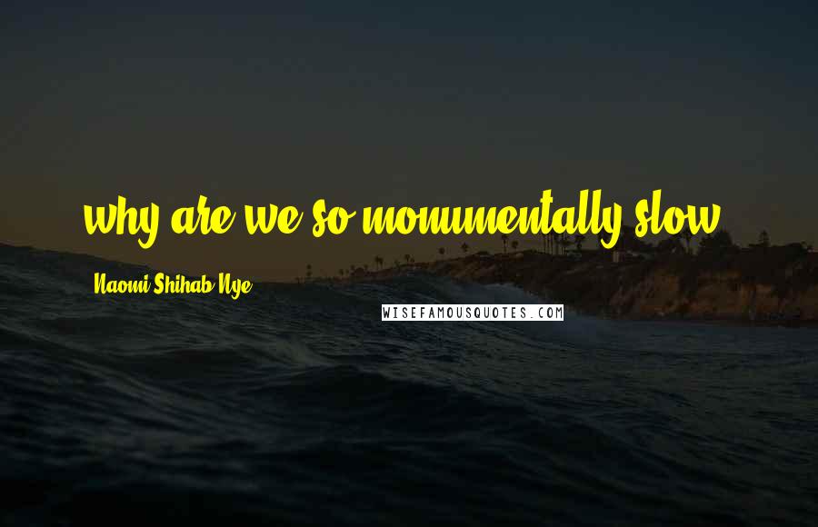 Naomi Shihab Nye Quotes: why are we so monumentally slow?