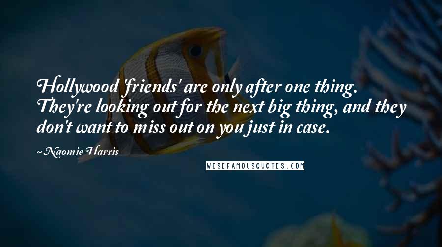Naomie Harris Quotes: Hollywood 'friends' are only after one thing. They're looking out for the next big thing, and they don't want to miss out on you just in case.