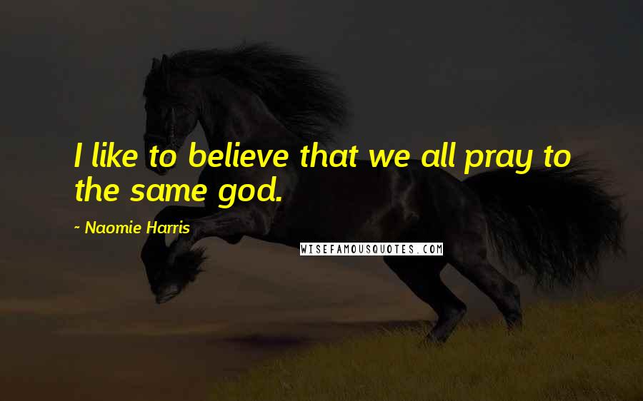 Naomie Harris Quotes: I like to believe that we all pray to the same god.