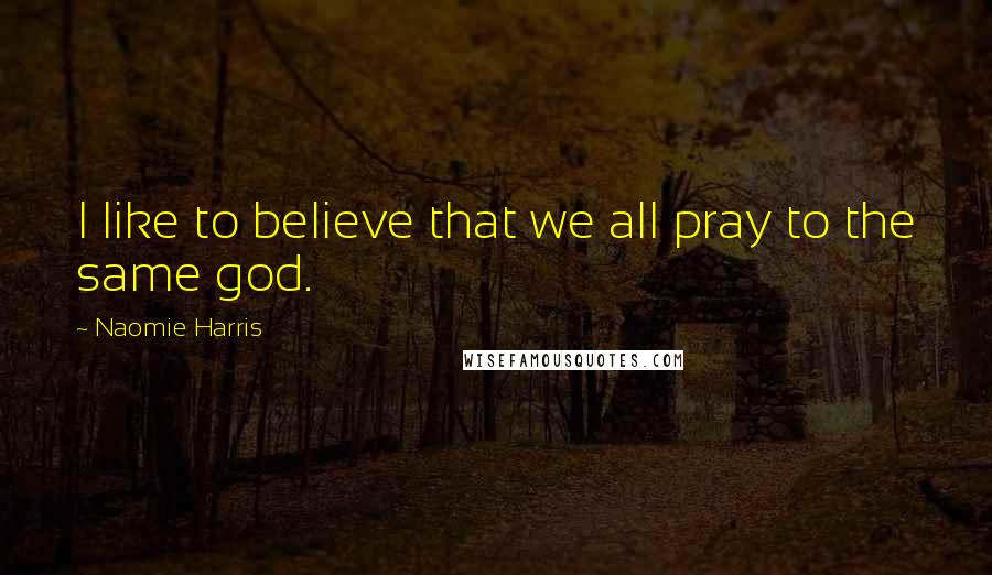 Naomie Harris Quotes: I like to believe that we all pray to the same god.