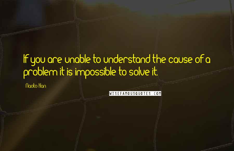 Naoto Kan Quotes: If you are unable to understand the cause of a problem it is impossible to solve it.